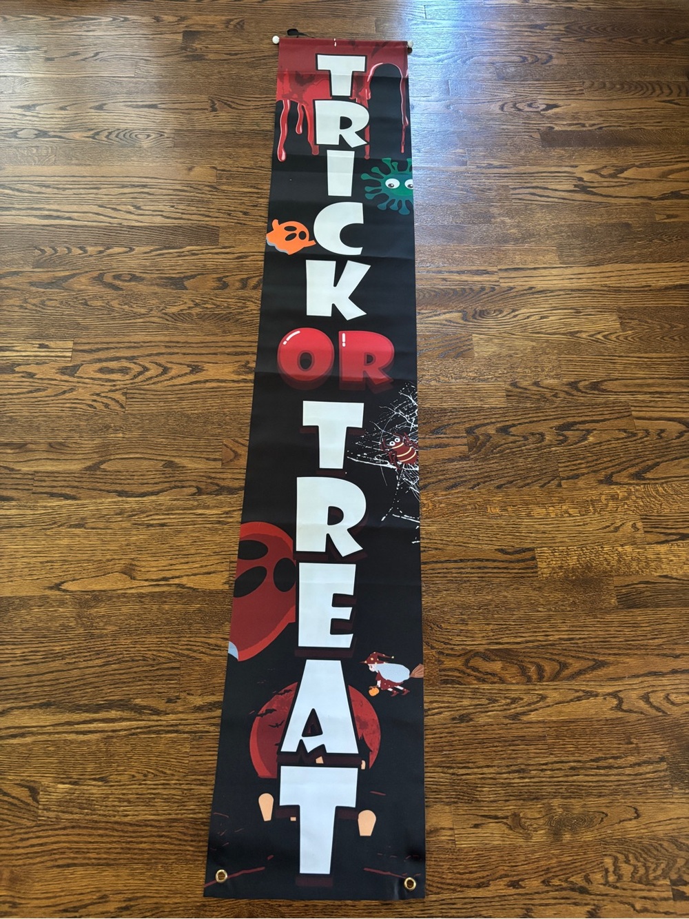 Halloween Trick or Treat Vertical Banner - Black and Red